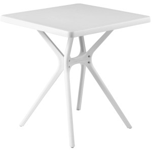 Weißer Gartentisch Hugo aus Kunststoff und Fiberglas, quadratisch, 70x70 cm.