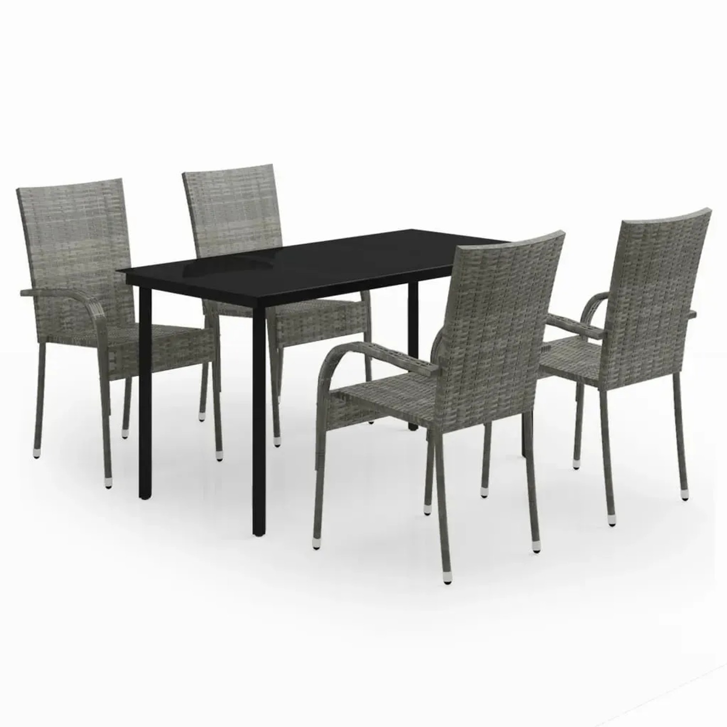 vidaXL 5-Tlg Garten-Essgruppe Grau und Schwarz 3099391