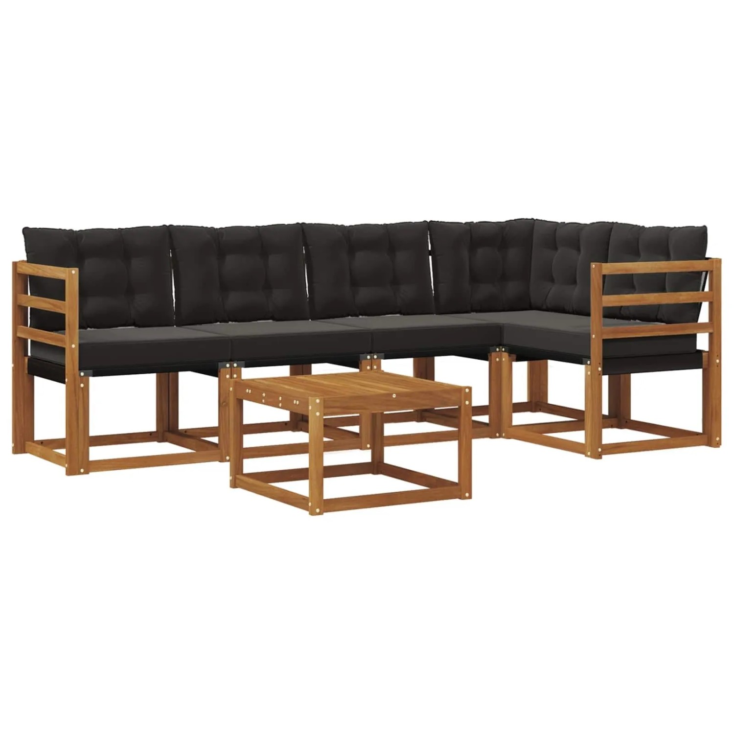 vidaXL Outdoor-Sofagarnitur mit Kissen 6-Tlg Natur und Schwarz 3368679