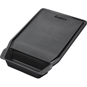 Enders Schneidebrett Grill Mags, ein schwarzes Schneidebrett mit Auffangschale für Grillutensilien.