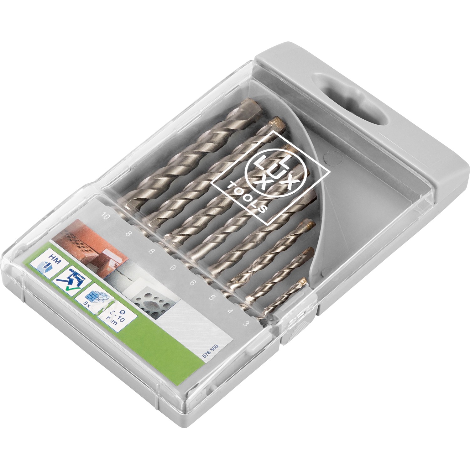 LUX Steinbohrer-Set Comfort, 8-teilig, im grauen Kunststoffkoffer. Steinbohrer in verschiedenen Größen.