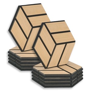 Homestyle4u Akustikpaneele, 10er Set, Natur Hexagon Wandpaneele aus Holz.