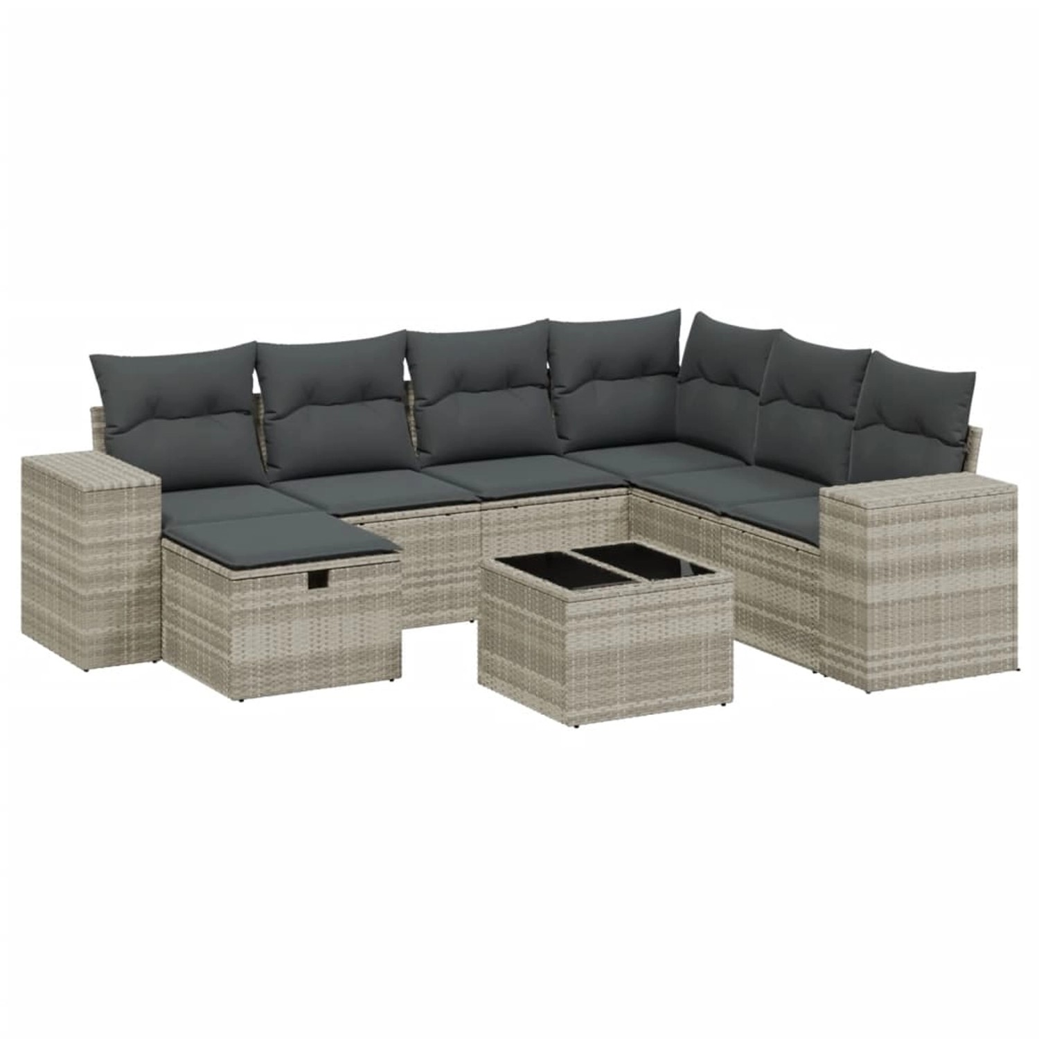 vidaXL 8-Tlg Garten-Sofagarnitur mit Kissen Hellgrau Poly Rattan 3264468 günstig online kaufen