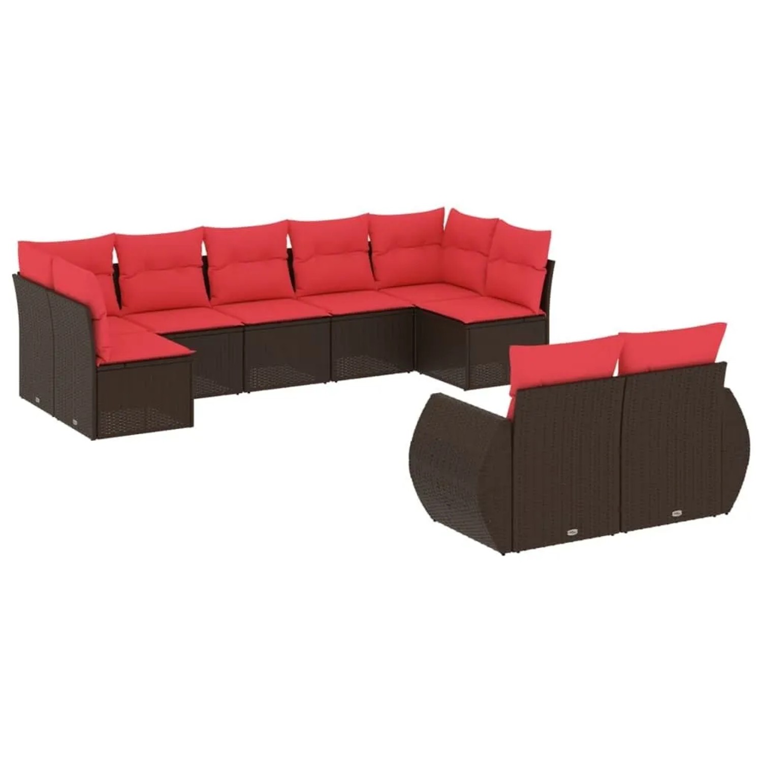 vidaXL 9-Tlg Gartensofa-Set mit Kissen Braun Polyrattan 3221823 günstig online kaufen