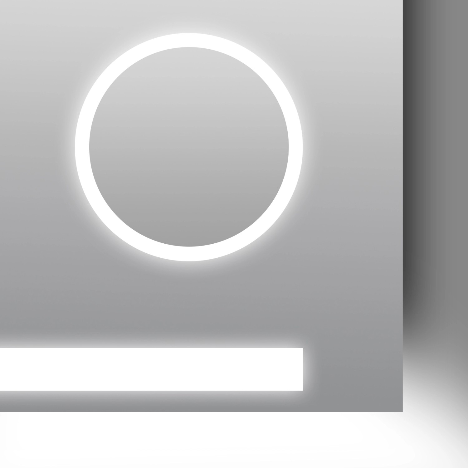 DSK Design LED-Lichtspiegel Silver Conde, 80x60 cm, mit runder und rechteckiger LED-Beleuchtung.