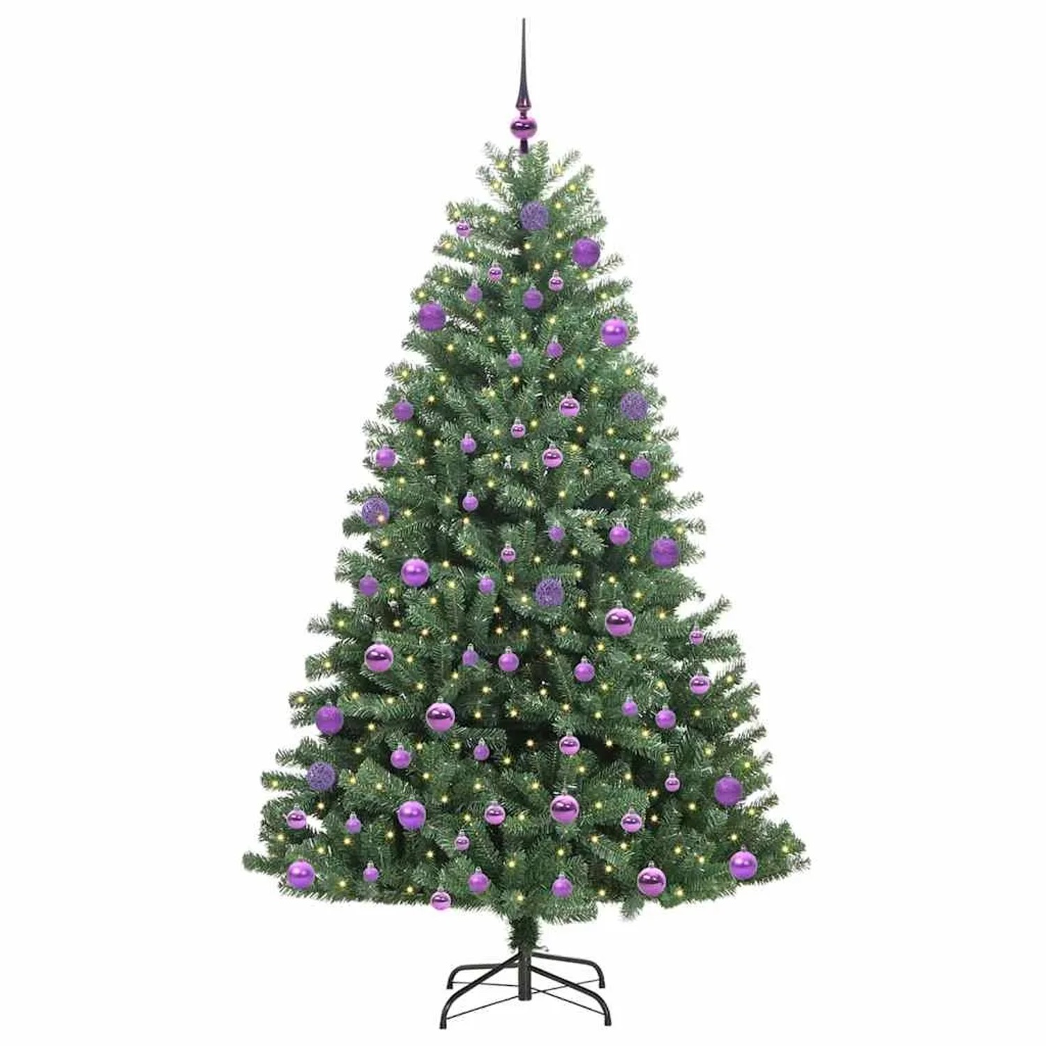 vidaXL Künstlicher Klappbarer Weihnachtsbaum mit 300 LEDs Grün 210 cm 3395502
