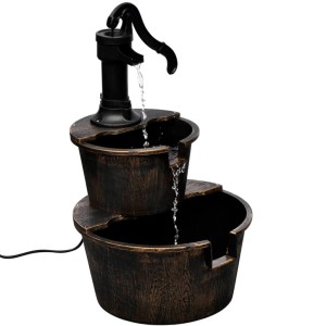 Kaskadenbrunnen im Vintage-Design mit Handwasserpumpe für den Innenbereich.