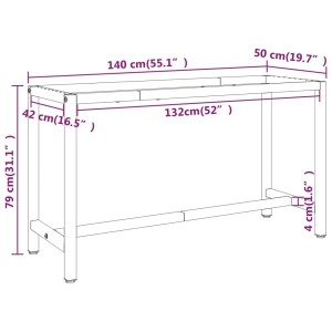 vidaXL Werkbankgestell, schwarz-rot, 140x50x79 cm, Metalltischgestell für Werkstatt und Hobby.