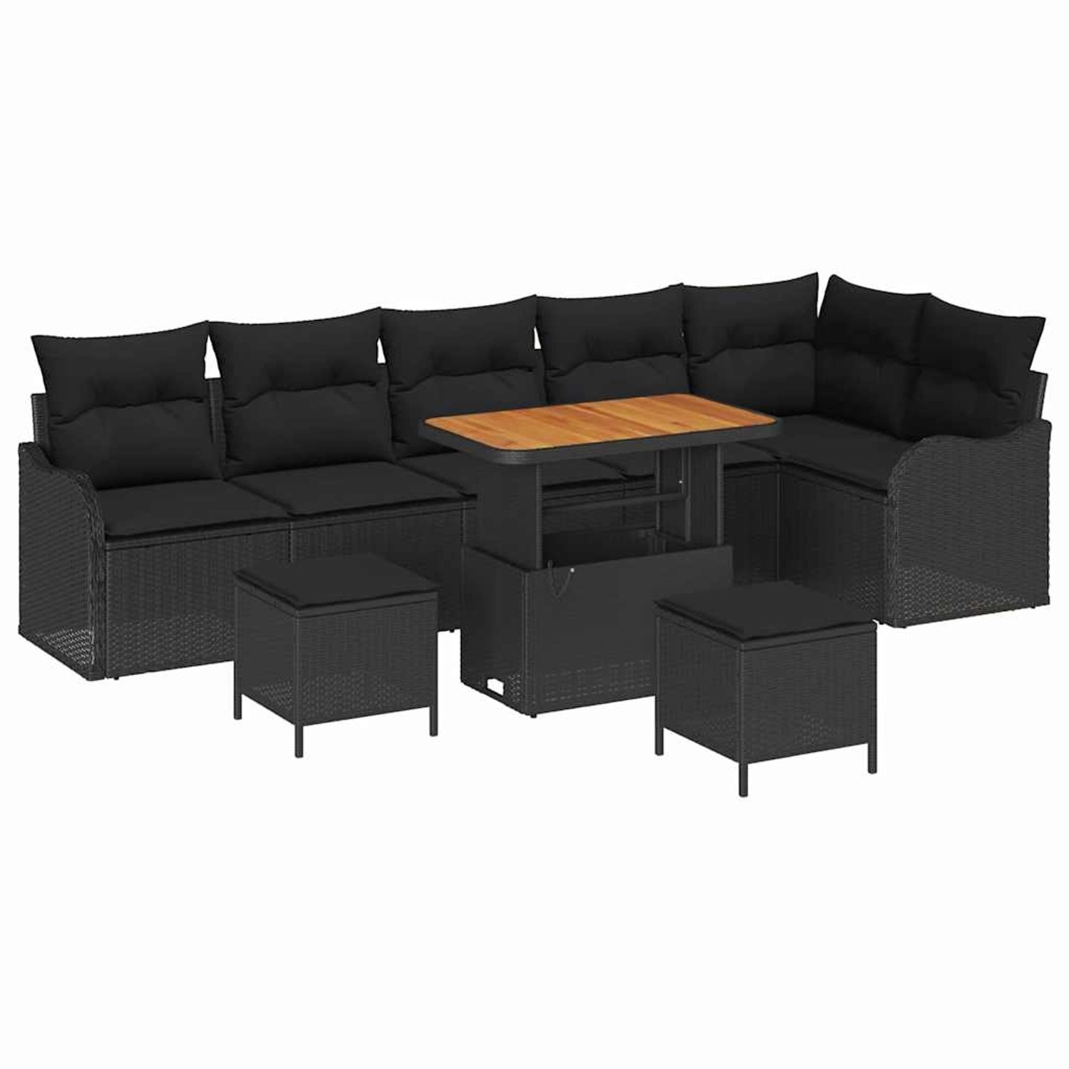 vidaXL Garten-Sofa-Set Höhenverstellbar 9-Tlg Schwarz Poly Rattan 3362284 günstig online kaufen