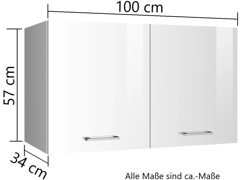 Hochglanz Küchen-Hängeschrank Möbel Mailand OBI cm kaufen 100 Held bei Weiß/Weiß