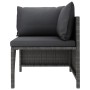 Graues vidaXL Garten-Lounge-Eckteil aus Rattan mit anthrazitfarbenen Kissen.