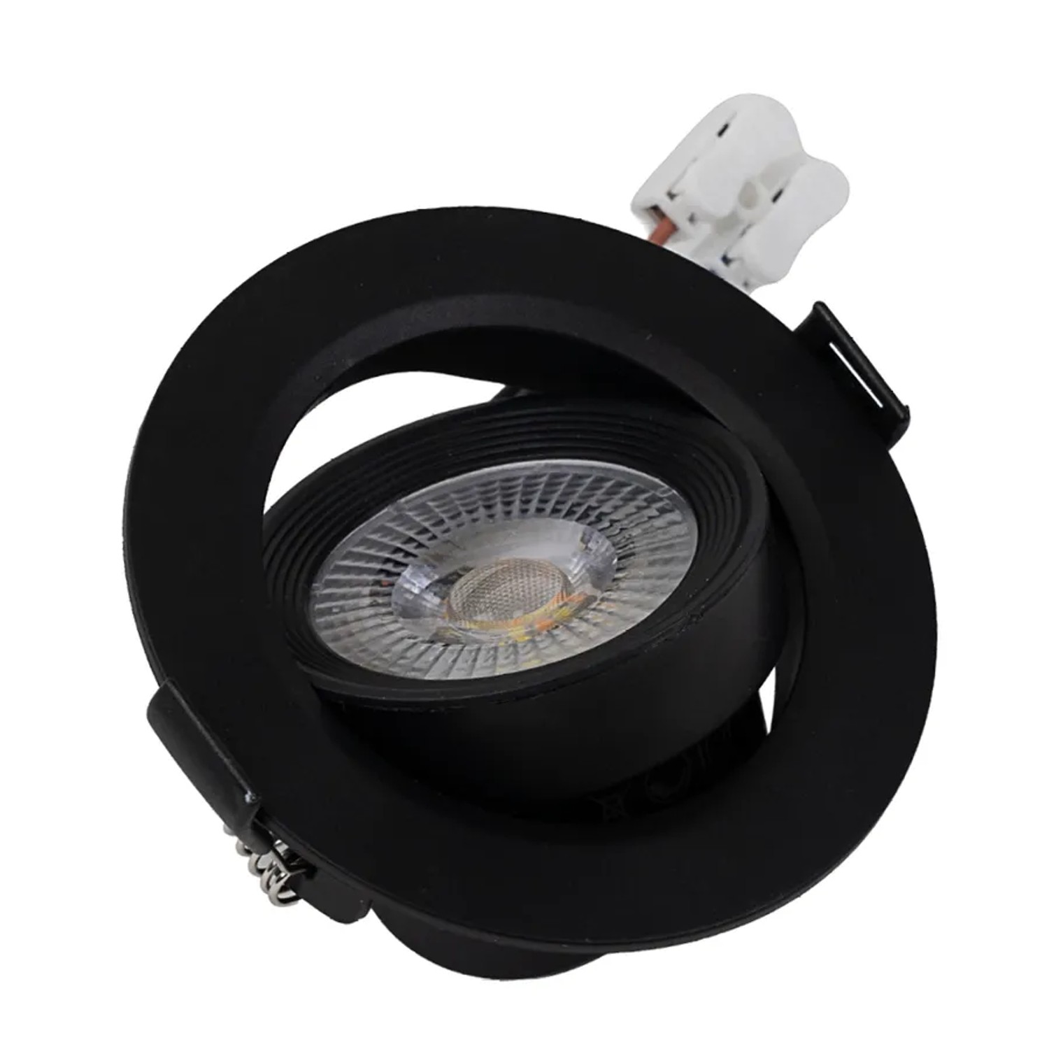 Schwenkbarer, dimmbarer LUXULA LED Einbauspot, 7W, 600lm, in Schwarz. Farbtemperatur wählbar.