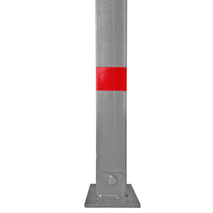 TRUTZHOLM Absperrpfosten, eckig, klappbar, silbergrau mit roten Signalstreifen.