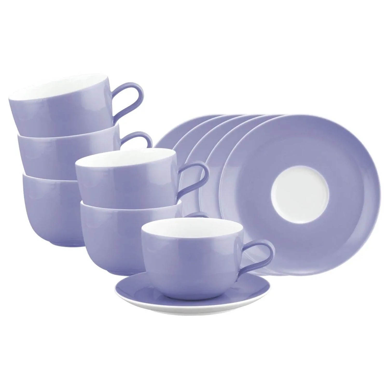 Seltmann Weiden Liberty Pure Colors Milchkaffeetasse mit Untertasse 380 ml 6er Set Grape Purple