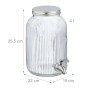 Relaxdays Getränkespender Glas Edelstahl Eisen Transparent Silber Mit Zapfhahn Mit Deckel 25,5 cm x 15 cm x 22 cm 1,3 kg_4