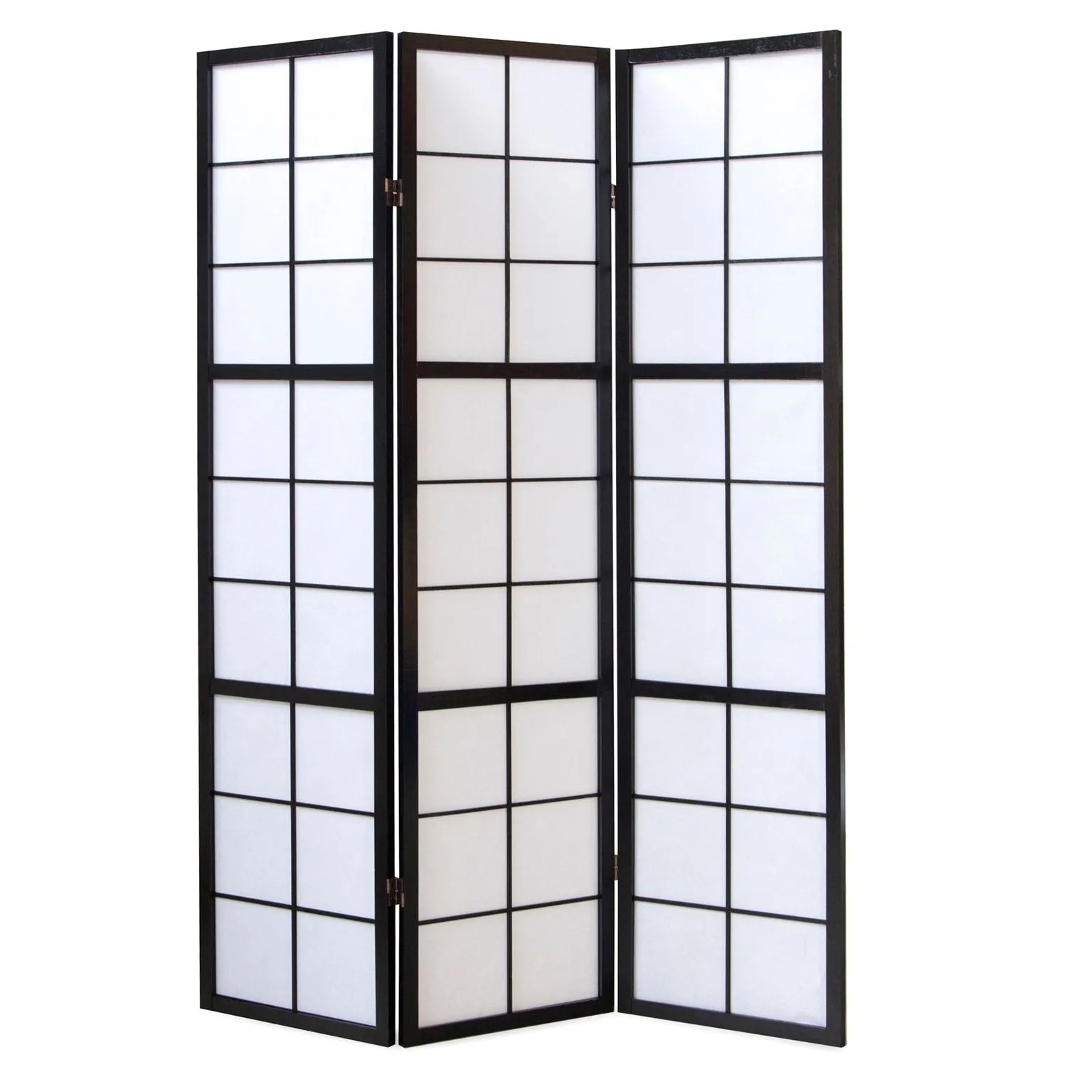 Homestyle4u 3-tlg. Paravent Shoji in Schwarz 132x175 cm 281