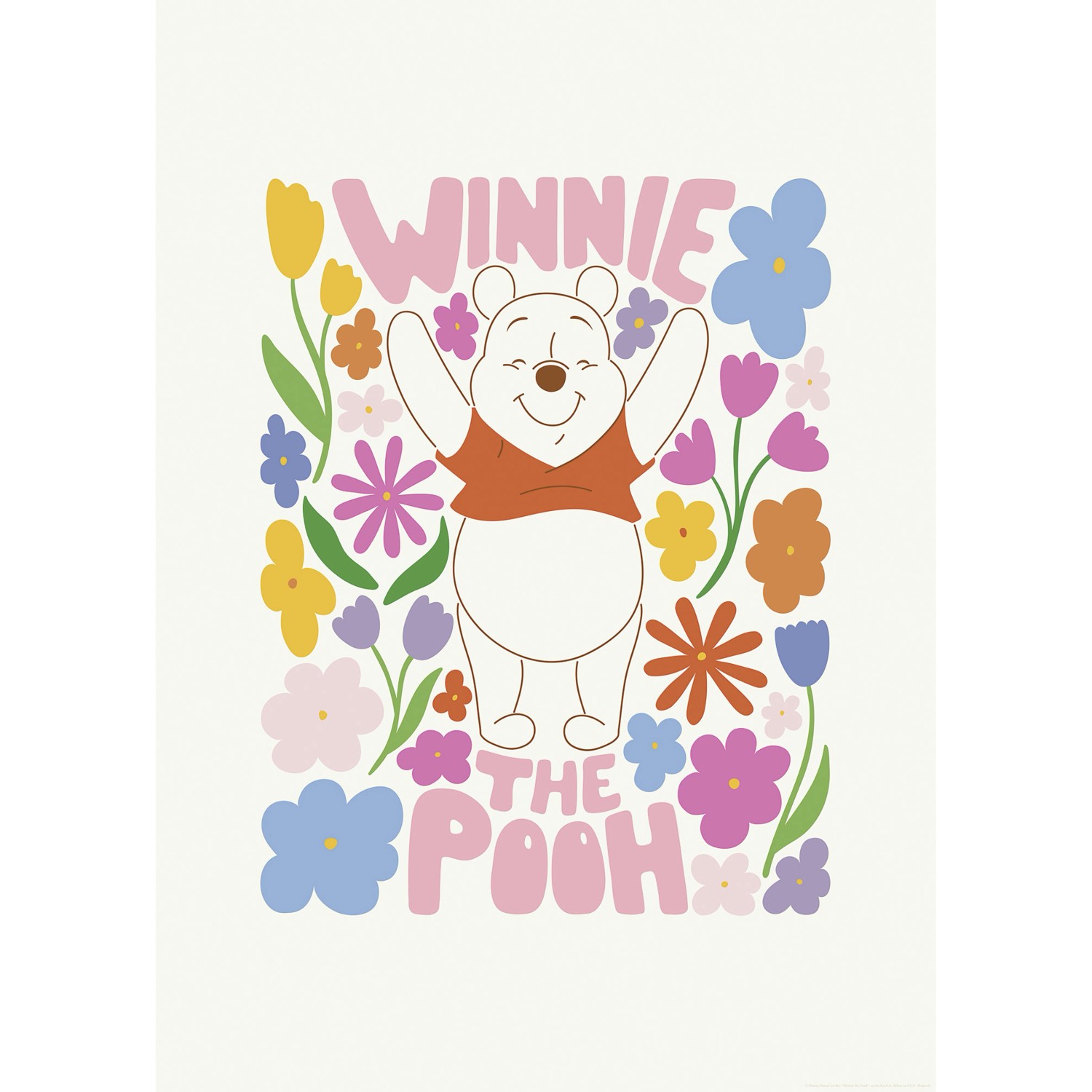 Komar Wandbild Disney Winnie the Pooh Happy Botanical 50 cm x 70 cm Bunt günstig online kaufen