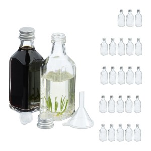 Relaxdays Miniflaschen Glas Transparent Auslaufsicher 25er Pack 50 ml 10 cm x 3,5 cm x 3,5 cm