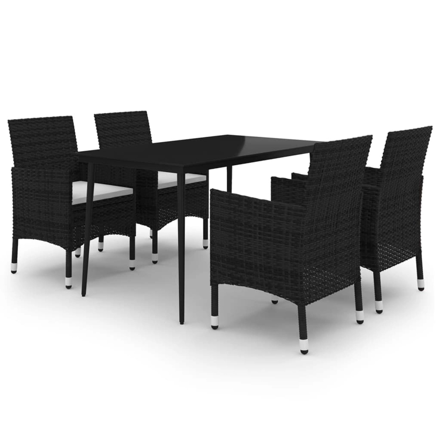 vidaXL 5-Tlg Garten-Essgruppe mit Auflagen Poly Rattan und Glas 3099729