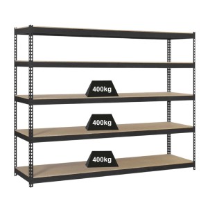 PROREGAL Schwerlastregal Giant Wood Yeti, 250x120x60 cm, 5 Böden, 400 kg Fachlast, Anthrazit.