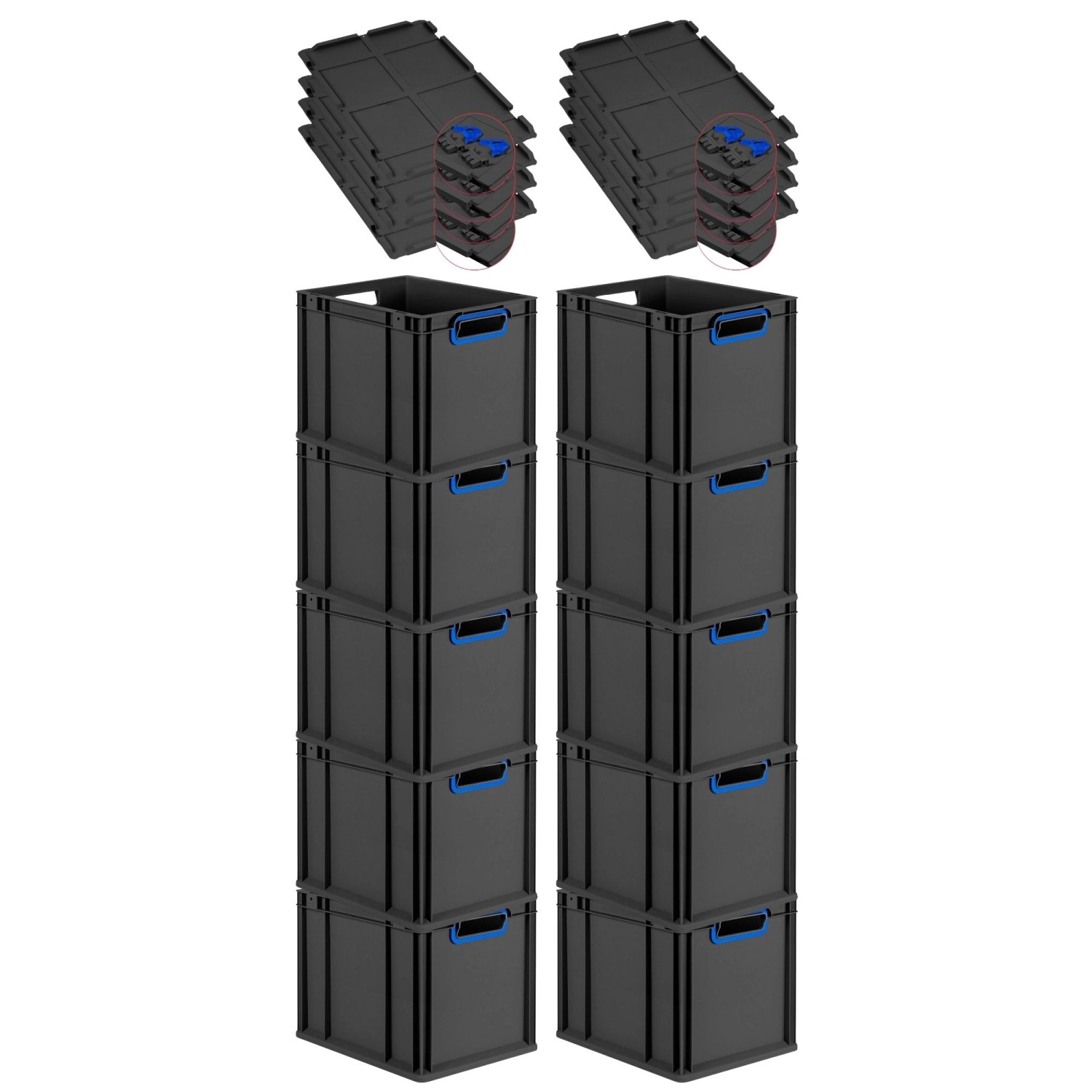 PROREGAL SuperSparSet 10x Eurobox Nextgen Color Mit Scharnierdeckel HxBxT 3 günstig online kaufen