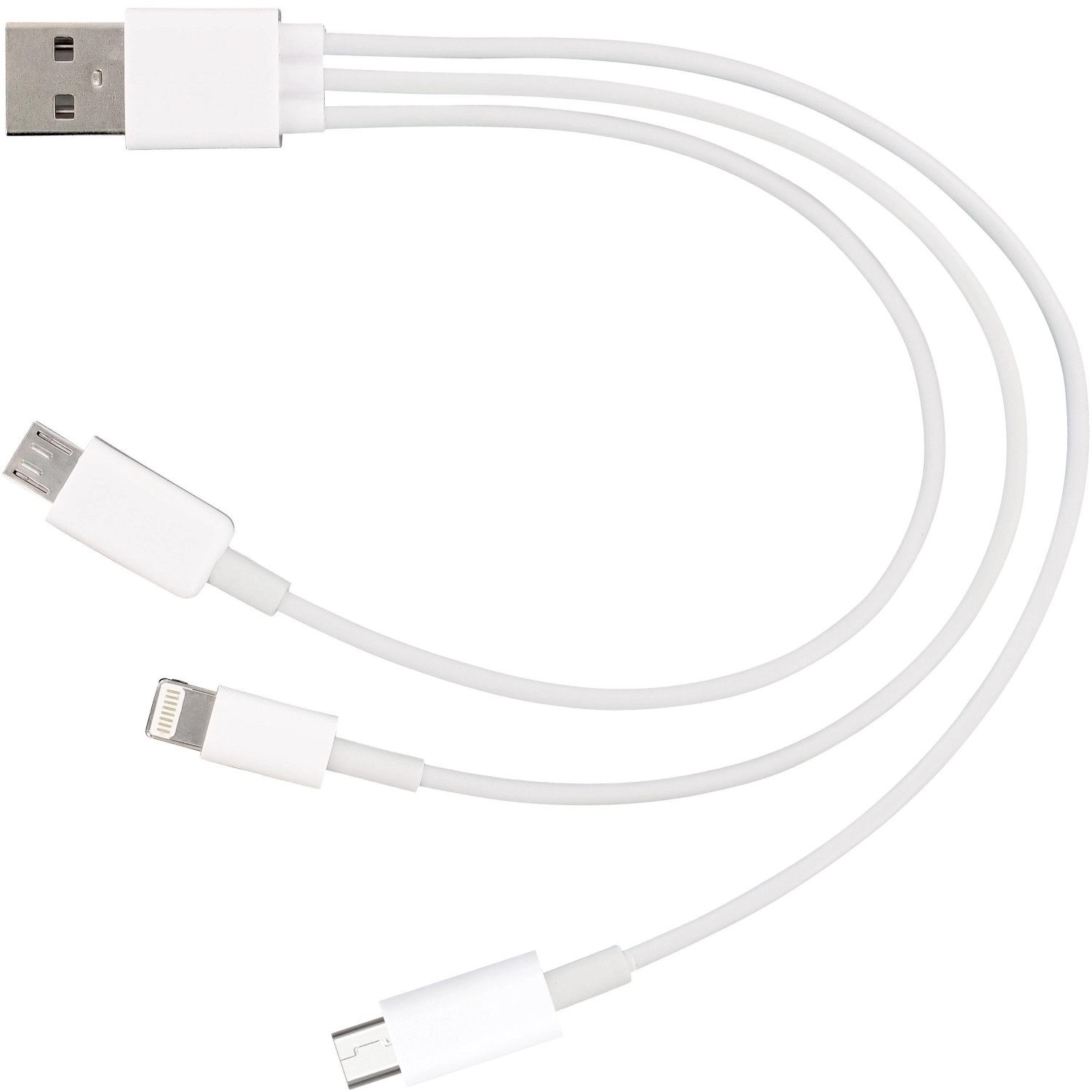 USB Universal Ladekabel 15 cm mit USB Typ-C, Micro USB und Lightning-Stecker