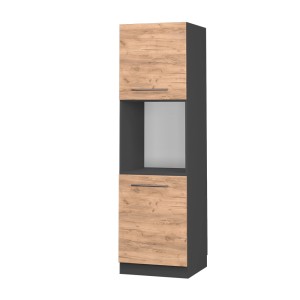 Vicco Herdumbauschrank Fame-Line, Eiche/Anthrazit, 60 cm, mit offener Nische.