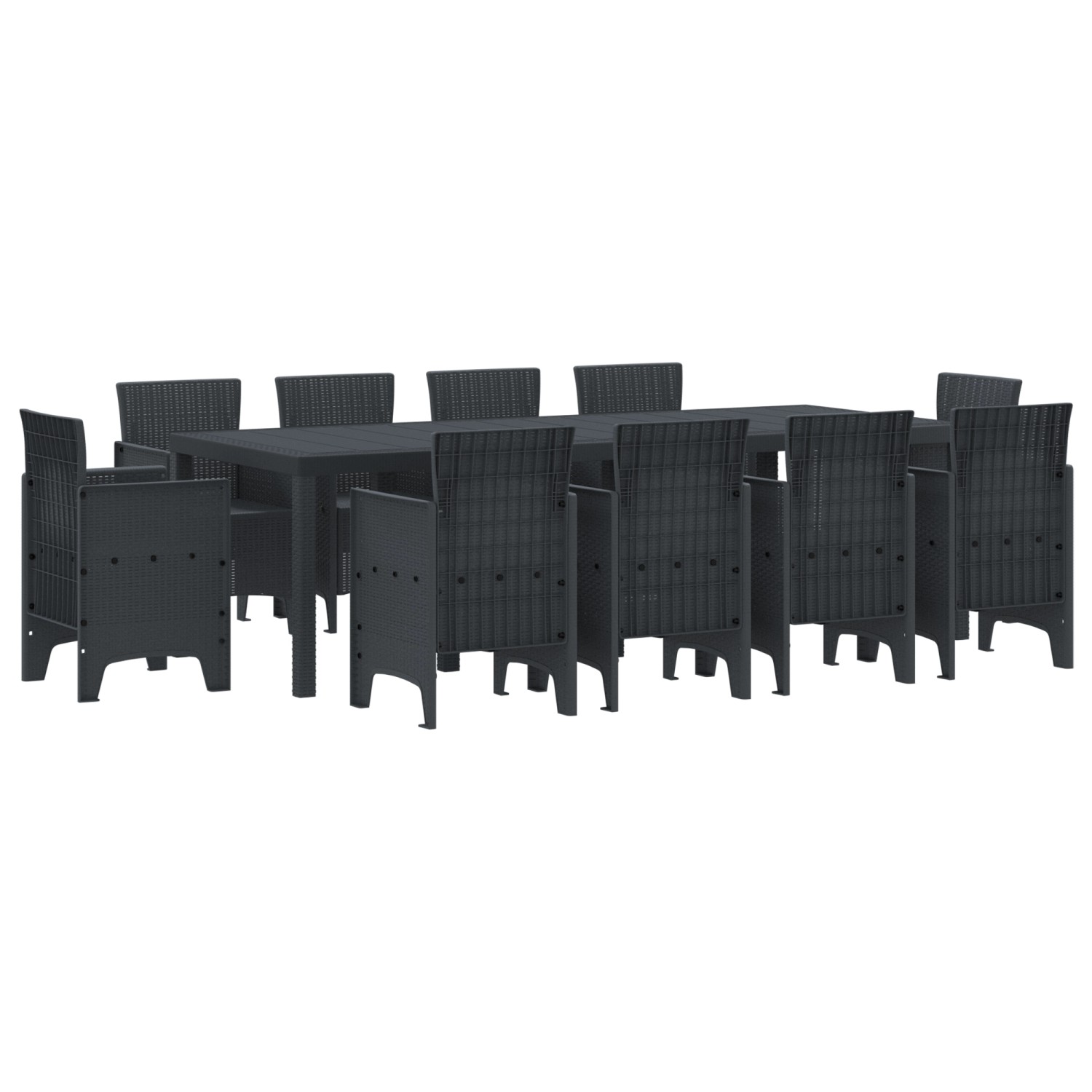 vidaXL 11-tlg Garten-Essgruppe Anthrazit Poly Rattan 3378592 günstig online kaufen