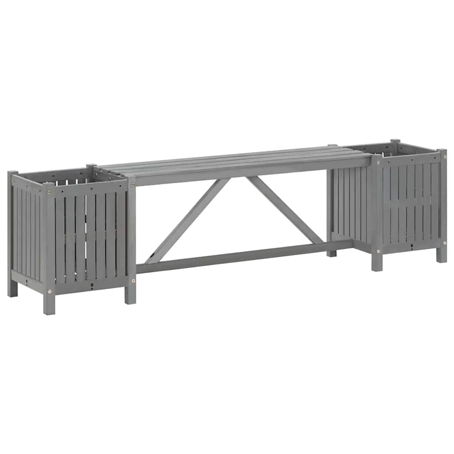 vidaXL Gartenbank mit 2 Pflanzkübeln 150 cm Massivholz Akazie Grau 311823
