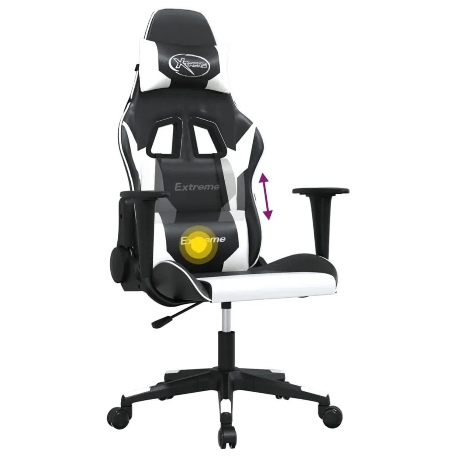 vidaXL Gaming-Stuhl mit Massagefunktion Schwarz und Weiß Kunstleder 345450_5