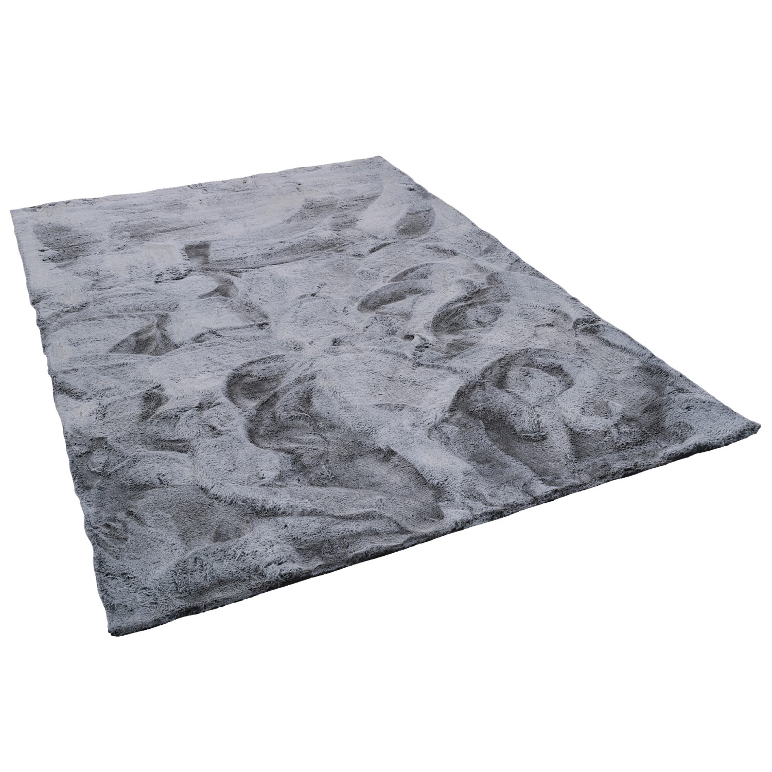 Pergamon Luxus Super Soft Fellteppich Plush Grau Meliert 140x180cm günstig online kaufen