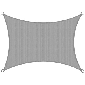 Rechteckiges, graues Sol Royal Sonnensegel SolVision HS9, 300x400cm, mit Edelstahlringen.