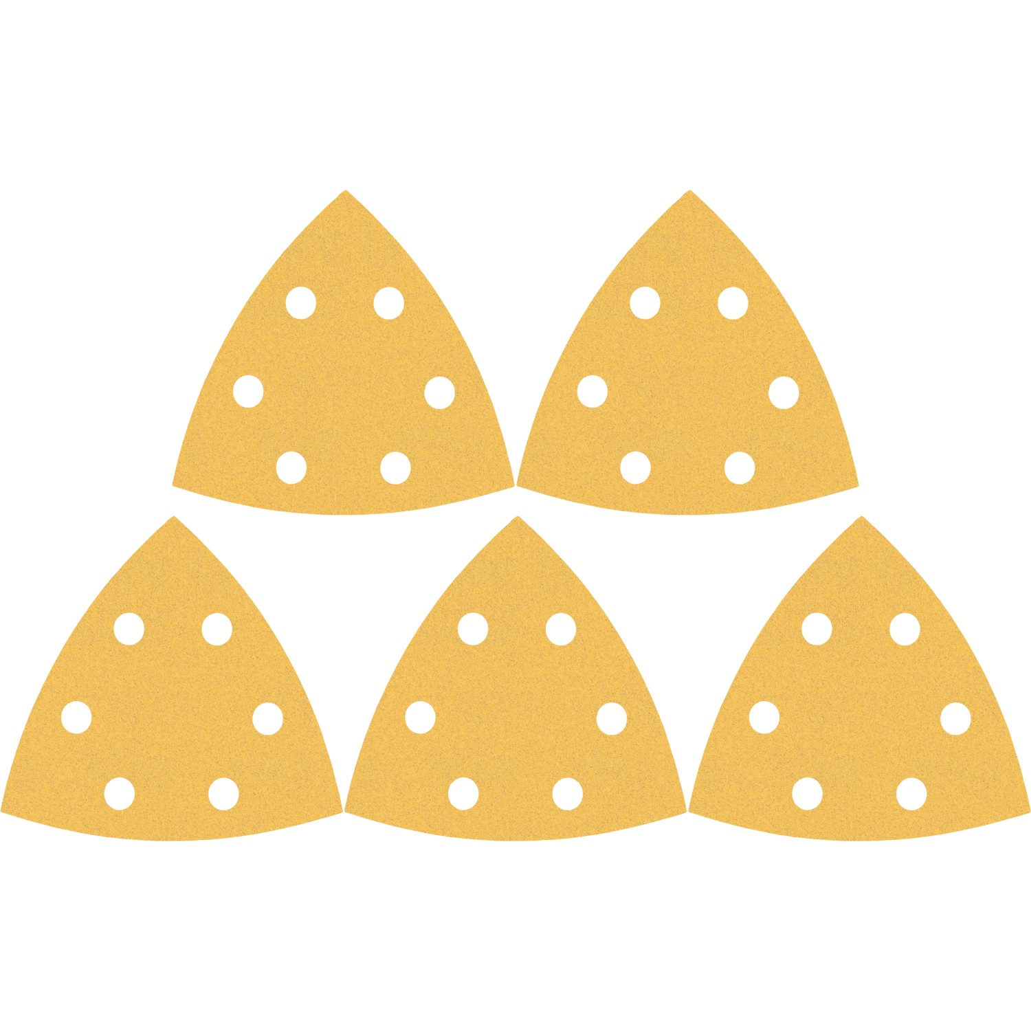 5 gelbe Bosch Expert Schleifblätter C470, 93x93mm, K80 für Deltaschleifer.