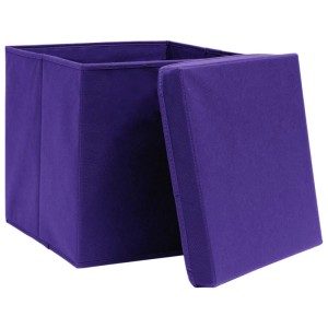 vidaXL Aufbewahrungsboxen mit Deckeln 10 Stk Lila 32x32x32 cm Stoff 288356
