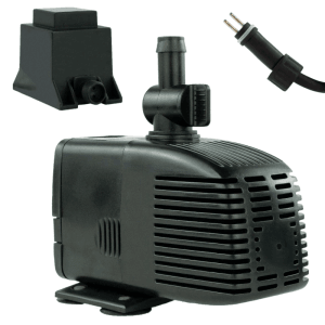 Schwarze Kerry Electronics Teichpumpe (1000 l/h) mit Trafo und Kabel für Teiche, Aquarien und Zimmerbrunnen.