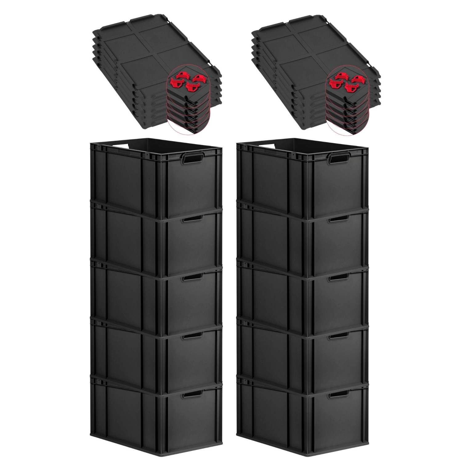 PROREGAL SparSet 10x Eurobox Nextgen Grip Mit Auflagedeckel Und Roten Versc günstig online kaufen