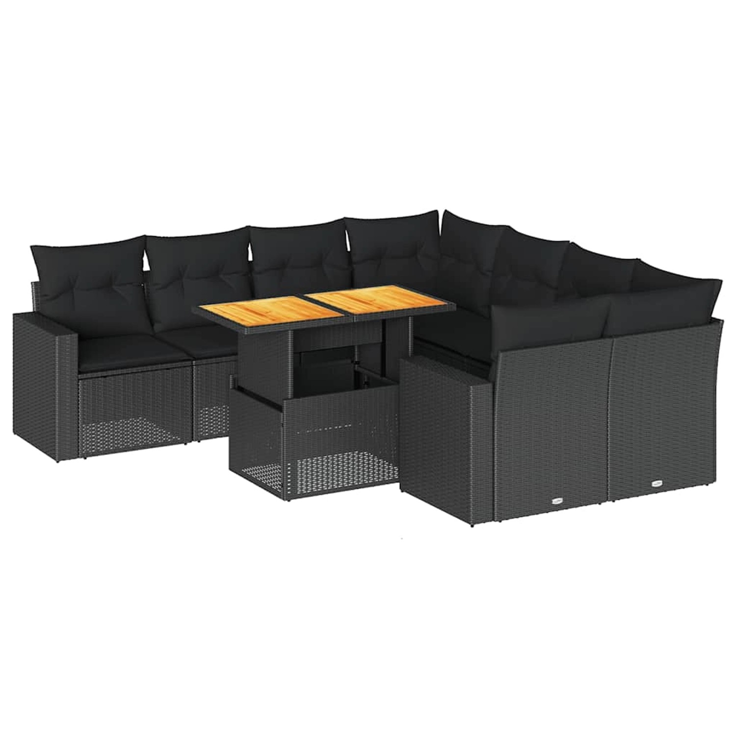 vidaXL 9-Tlg Garten-Sofagarnitur mit Kissen Schwarz Poly Rattan 3327016 günstig online kaufen