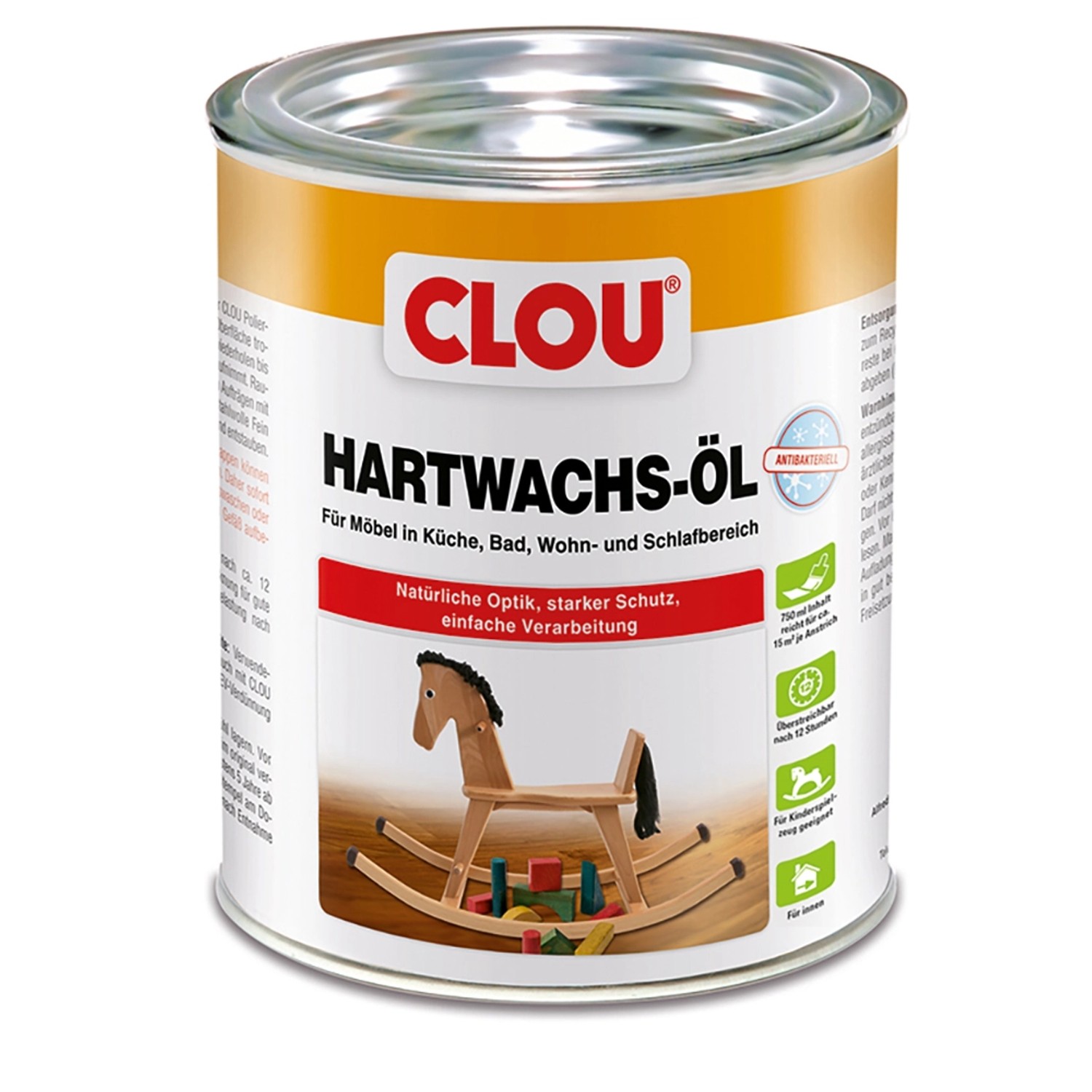 Clou Hartwachs-Öl Antibakteriell Transparent seidenglänzend 750 ml