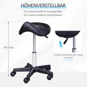 HOMCOM Höhenverstellbarer Drehhocker mit Rädern 35 x 38 x 43-55H cm
