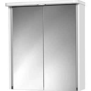 Jokey Spiegelschrank 55 cm in Weiß mit zwei Spiegeltüren und integrierter Beleuchtung.