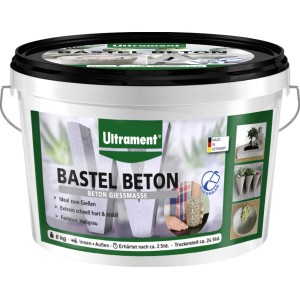 Ultrament Bastel Beton 6 kg im Eimer, hellgraue Gießmasse für kreative Betonprojekte.