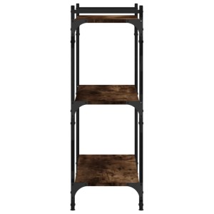 VidaXL Bücherregal mit 3 Böden in Räuchereiche, Holzwerkstoff und schwarzem Metallrahmen.