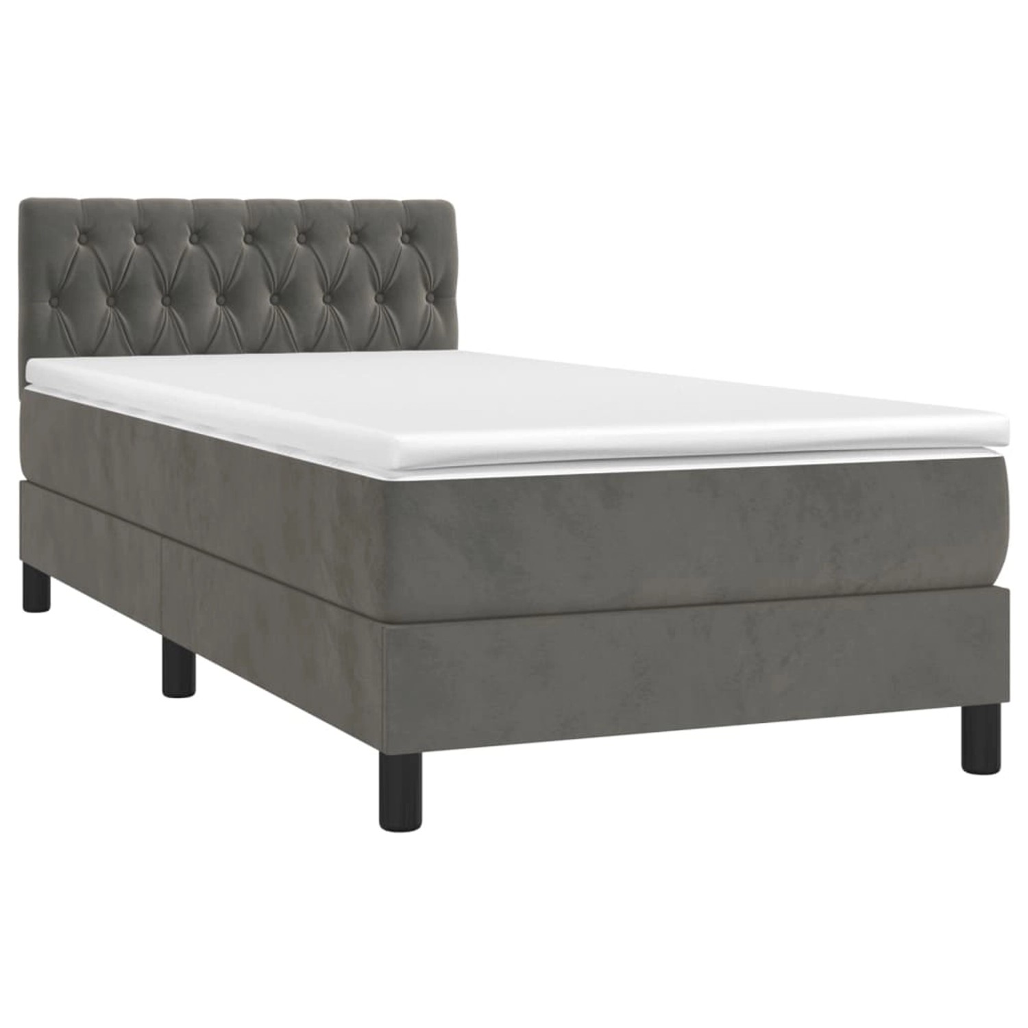 vidaXL Boxspringbett mit Matratze & LED Dunkelgrau 100x200 cm Samt 3134568 günstig online kaufen