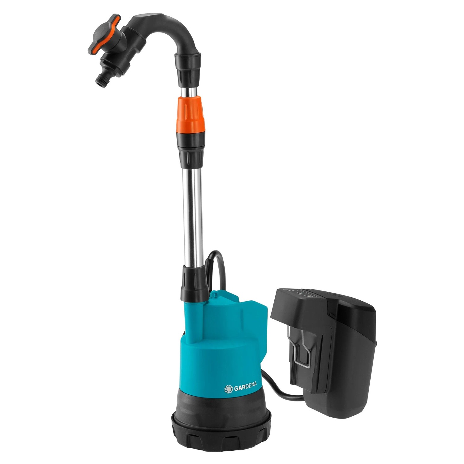 Gardena Akku-Regenfasspumpe 2000/2: Gartenpumpe mit Teleskoprohr zur Bewässerung mit Regenwasser.