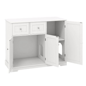 Costway Katzenschrank für Katzentoilette Weiß 100 x 45 x 80 cm