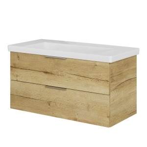 Steinkamp Waschtischunterschrank Living 2.0 Halifax Eiche mit Villeroy&Boch Waschbecken, 100 cm.