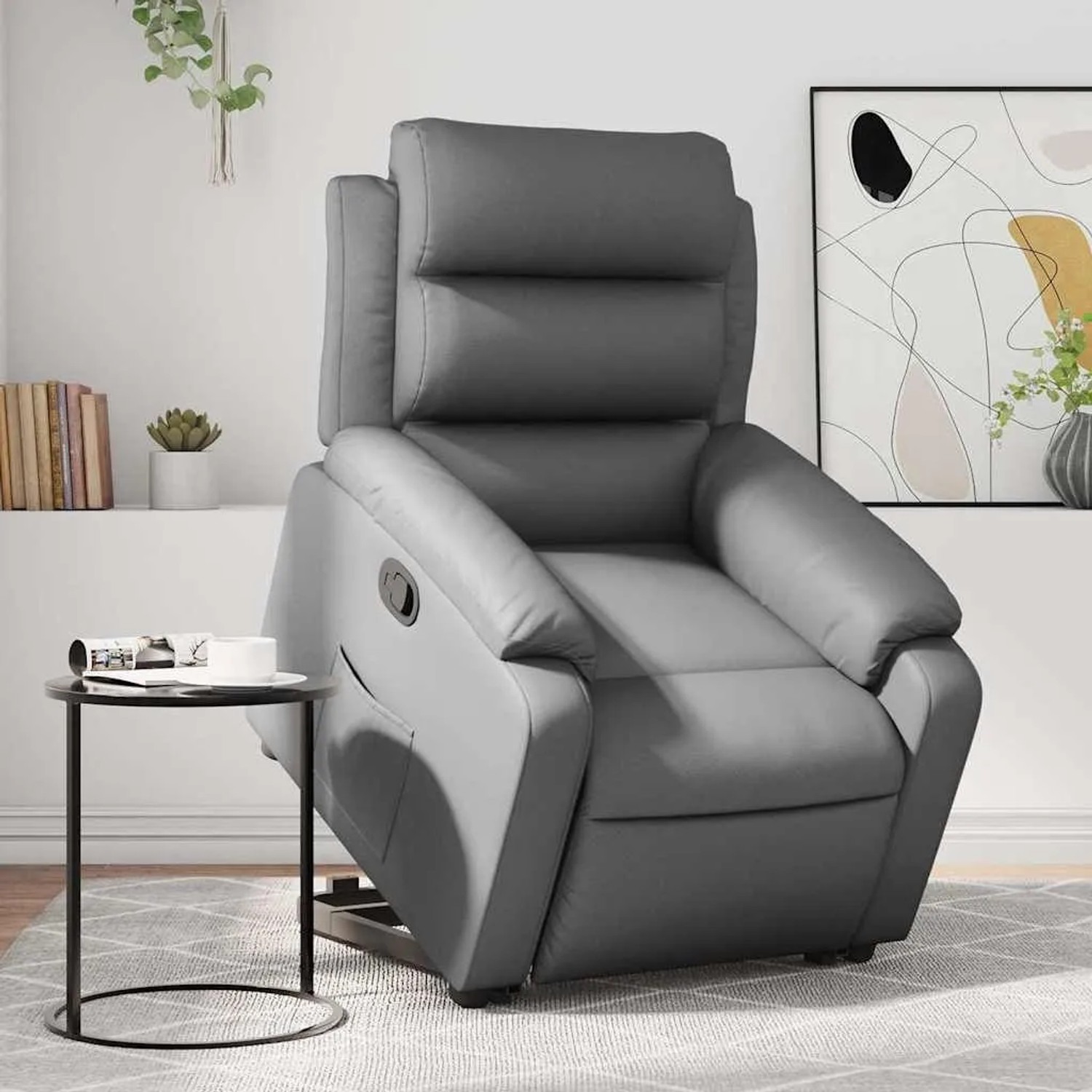 vidaXL Relaxsessel mit Aufstehhilfe Grau Kunstleder 3205045_2