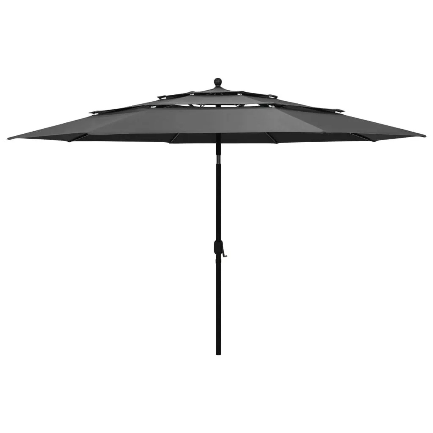 Furnicato Sonnenschirm 3 Lagig Anthrazit 350 X 260 Cm Mit Kurbel Und Kippfunktion