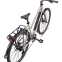 TELEFUNKEN E-Bike UH210, Urban Seidengrau, 28 Zoll mit Gepäckträger, Seitenansicht von schräg oben.