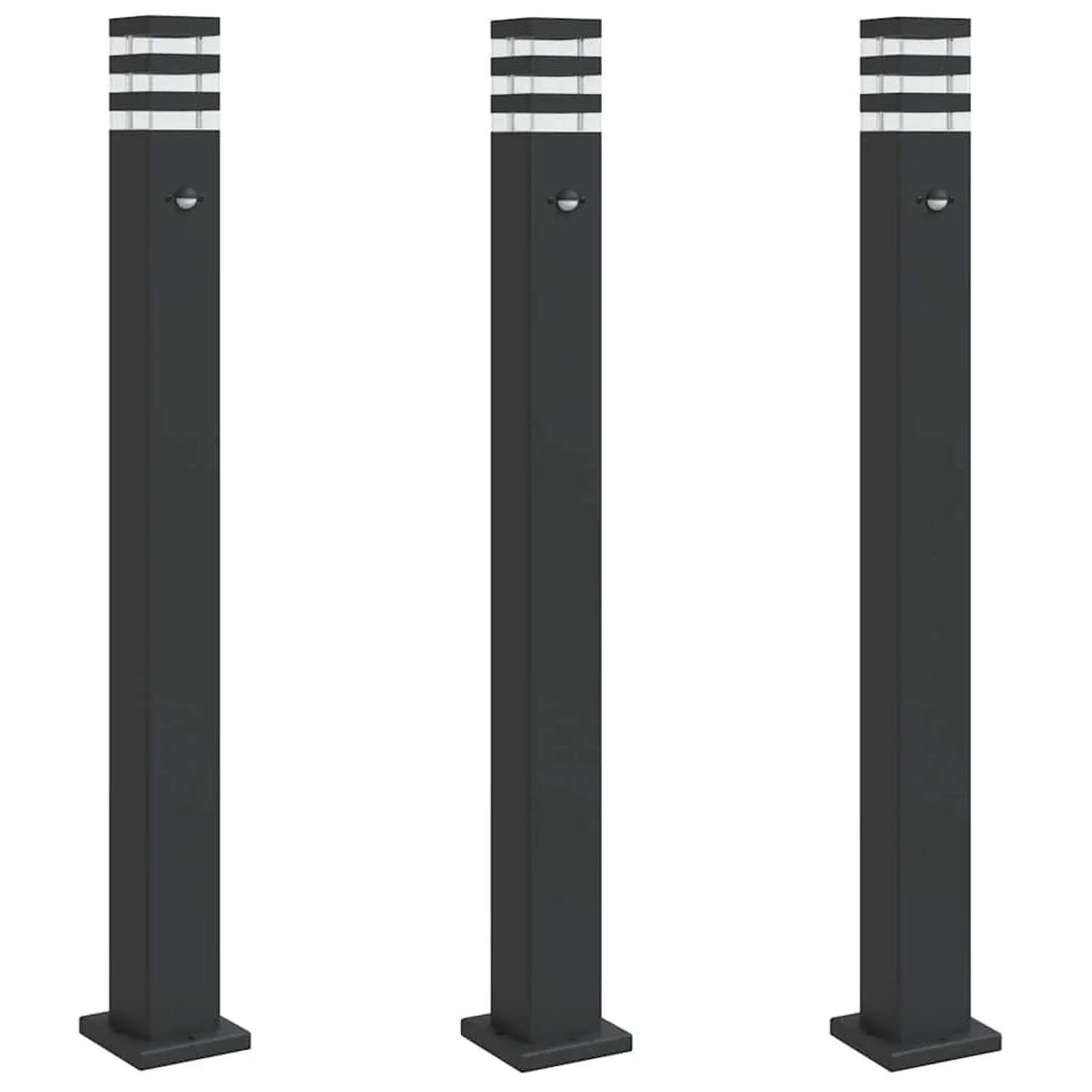 vidaXL Wegeleuchten mit Bewegungsmelder 3 Stk Schwarz 110cm Aluminium 4006404